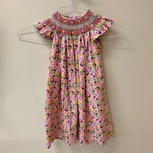 Girls Multicolor Geometric Smocked Dress, 2T